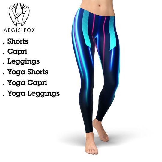 Discover Neon Cyberpunk Leggings: High Waist Printed Yoga Pants
