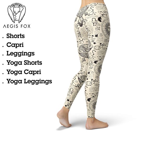 Discover Astrology Yoga Leggings: Zodiac Print, Celestial Design