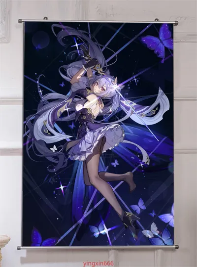 Genshin Impact Keqing Anime Poster Wall Scroll Hanging Painting