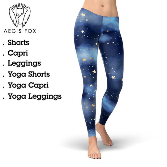 Discover Dark Blue Sky Leggings: Galaxy Yoga Workout Pants