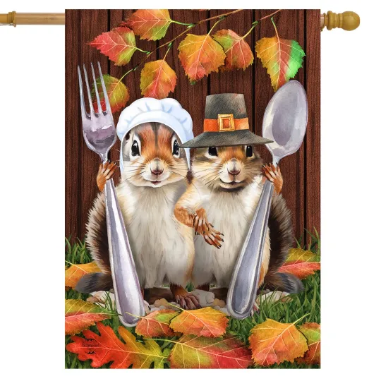 Discover Briarwood Lane Thankful Chipmunks House Flag