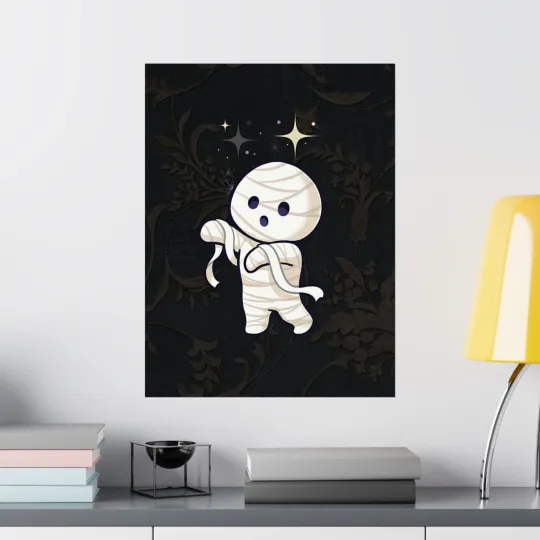 Discover Whimsical Mummy Poster - Cute Halloween Decor, Kids Nursery Wall Art