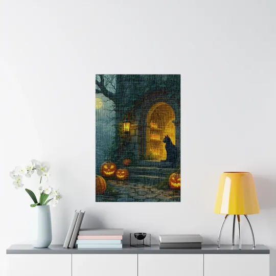 Discover Halloween Cat Poster - Matte Vertical, Fall Decor, Spooky Witchy Wall Art