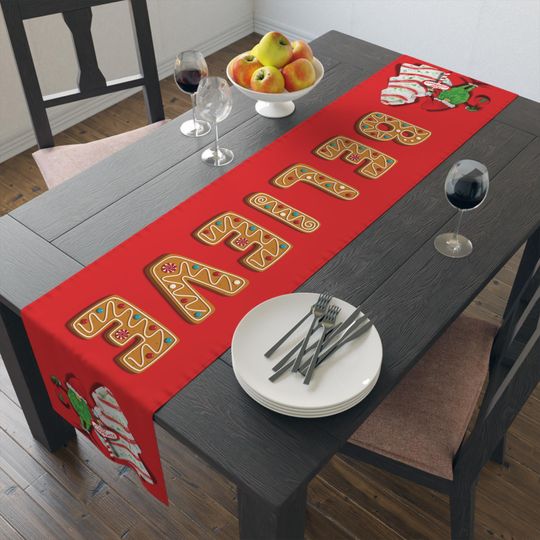 Discover Festive Gnome Christmas Table Runner: 'Believe' Holiday Decor