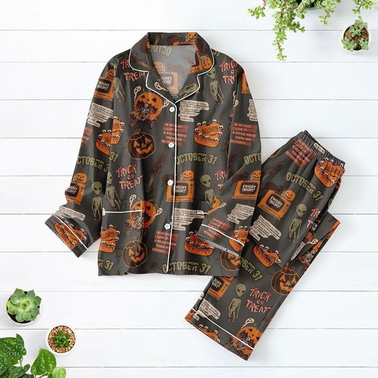 Discover Halloween Collage Pajamas Set, Spooky Season Matching Pajamas Set, Cute Ghost Pumpkin Outfit, Family Halloween Pjs, Halloween Set