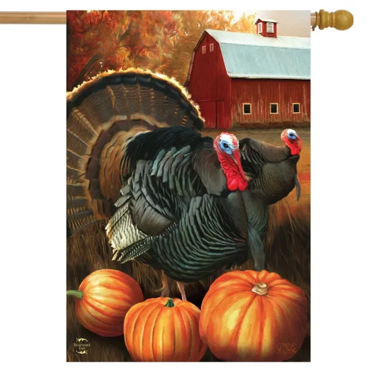 Discover Briarwood Lane Autumn Turkeys House Flag