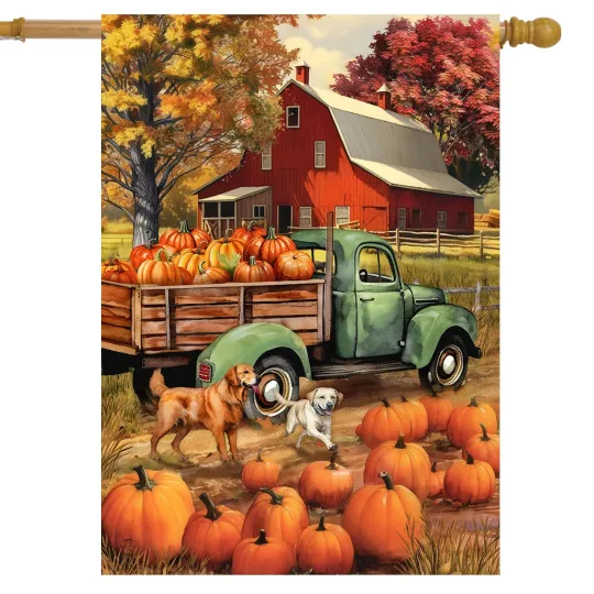 Discover Briarwood Lane Autumn Farm House Flag