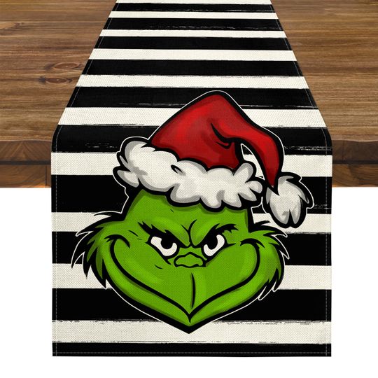 Discover funny character Table Runner | 13  72 inches Christmas Decor | funny character Decor | Merry Grin Table Runner | Linen Table Runner