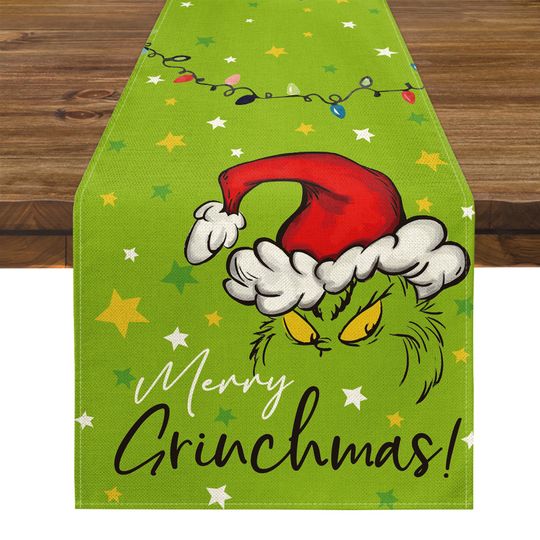 funny character Table Runner | Christmas Decor | Winter Decor | Merry Grin Table Runner