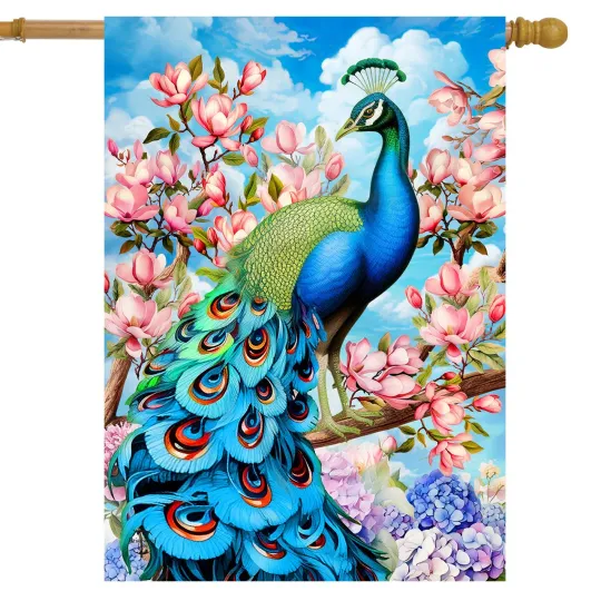 Briarwood Lane Fancy Peacock House Flag