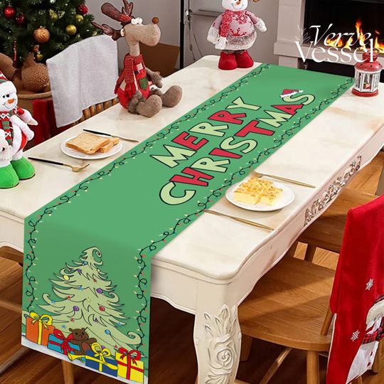 Christmas Tree Table Runner, Festive Xmas Table Decoration, Winter Holiday Dining Decor, Merry Christmas Home Ornament, New Year Gift 2026