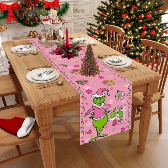 Discover funny character Table Runner Pink