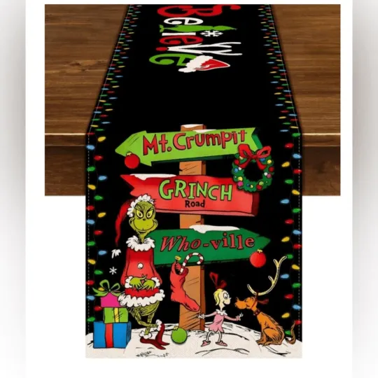 Discover funny character Christmas Table Runner Merry Christmas Winter Holiday Party Decorations