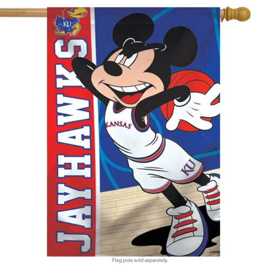 Discover University of Kansas Jayhawks NCAA Mickey Mouse House Flag