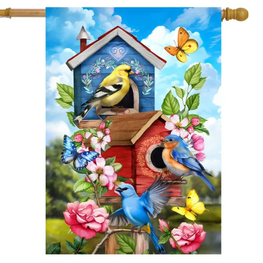 Discover Briarwood Lane Floral Birdhouses House Flag
