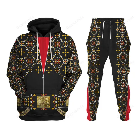 Discover Elvis Black Conquistador Hoodie Costume Sweatshirt Cosplay Outfit Fan Apparel