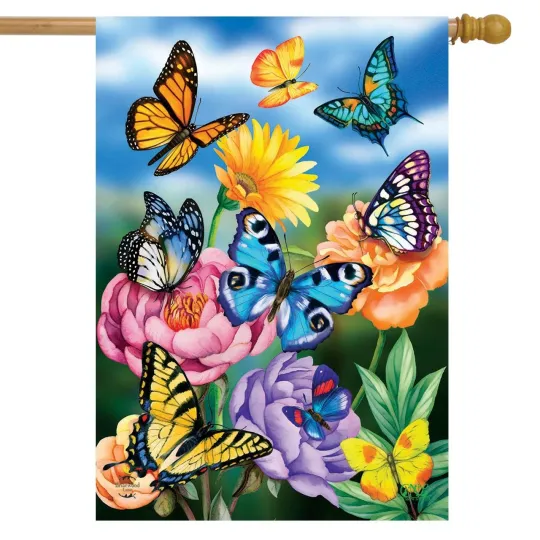 Discover Briarwood Lane Butterflies in the Garden Spring House Flag