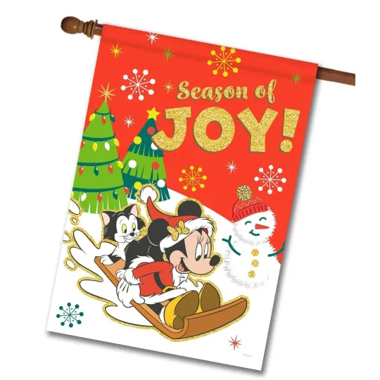 Discover Disney Minnie Mouse Toboggan House Flag, Christmas Sledging