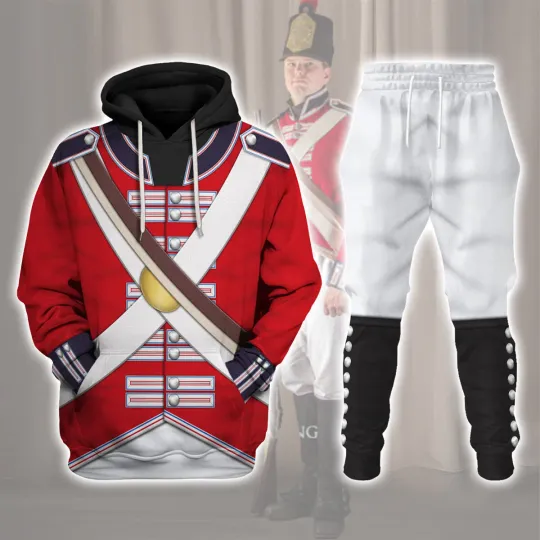 Discover British Line Regiment 1802–1812 Uniform Hoodie Set Historical Cosplay Costume Outfit