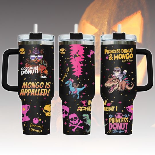 Discover Princess Donut And Mongo 40oz Tumbler, Dungeon Crawler Carl Stainless Tumbler, Fantasy Book Drinkware Tumbler, Bookish Tumbler