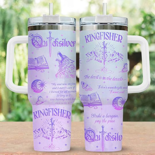 Quicksilver Series Stainless Tumbler, Fantasy Bookish Merch, Kingfisher Tumbler, Bookish Tumbler, Romance Novel Coffee Tumbler