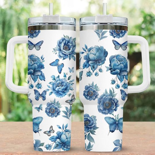 Discover Butterfly Flower 40oz Tumbler, Floral Summer Stainless Tumbler, Natural Lover Tumbler For Women, Summer Flower Drinkware Tumbler