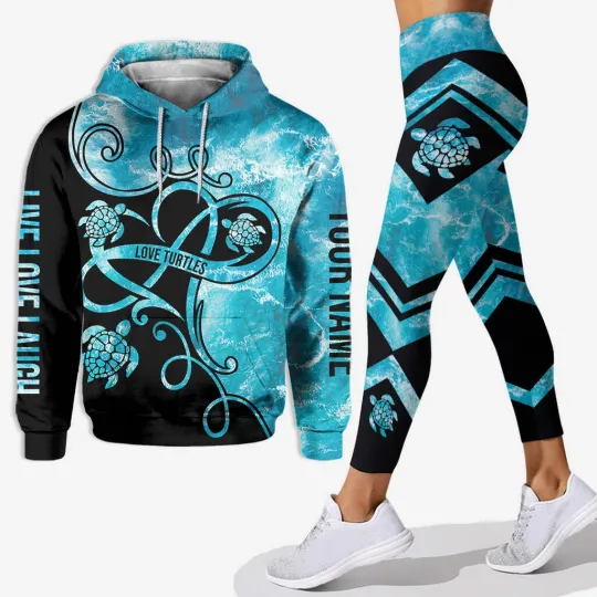 Discover Personalized Turtle Hoodie And Leggings,Live Love Laugh Sea Turtle Legging