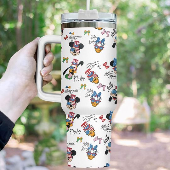 Discover Disney Character 4th Of July 40oz Tumbler, Mickey And Friends Stainless Tumbler, Donald And Daisy Tumbler Cup, Pluto Drinkware Tumbler