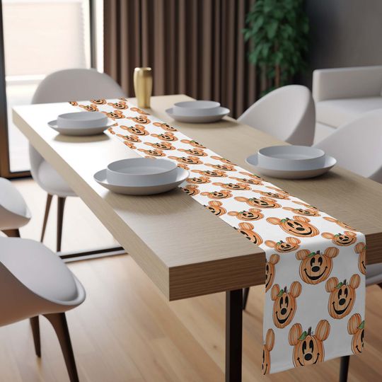 Discover Mickey Pumpkin Heads Halloween Table Runner Disney Kitchen Decor Mickey Table Runner Mickey Ear Table Runner Disney Tableware Disney Decor