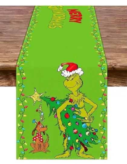 Discover Christmas Table Runner Merry Christmas Whoville Winter Holiday Party Kitchen