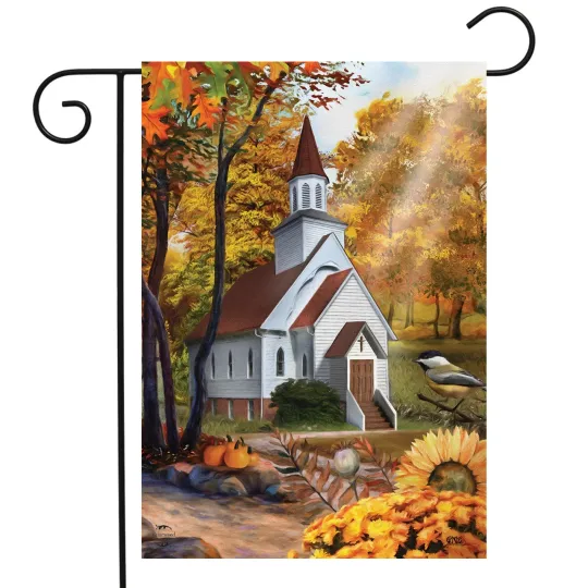 Briarwood Lane Autumn Church Sunset Garden Flag