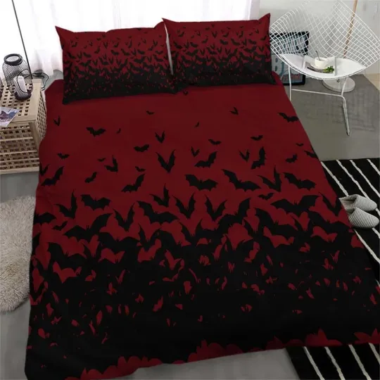 Discover Gothic Bedding Set - Swarming Bats Goth Bedding, Gothic Home Decor , Size Twin