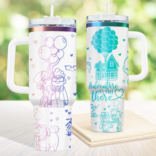 Disney Up Movie Engraved Tumbler, Adventure Is Out There Tumbler Cup, Pixar Movie Fan Steel Tumbler, Balloon House Drinkware Tumbler