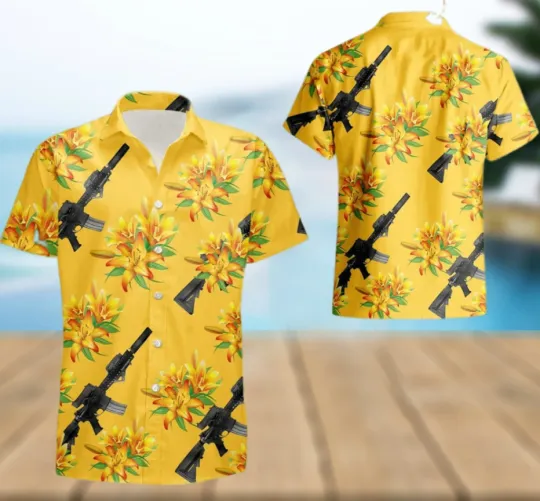 Discover Aloha Guns Yellow Flower Summer Hawaiian Shirt For Men And Women