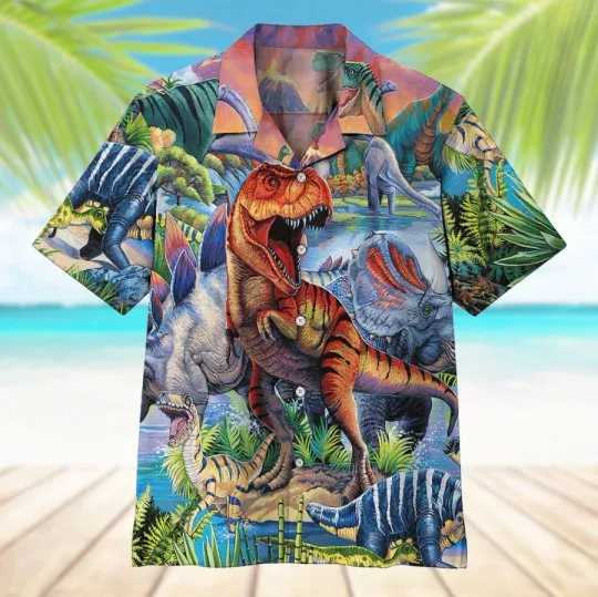 Discover 3D Dinosaur Population Hawaii Shirt for Men Women