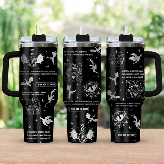 Fourth Wing Iron Squad Engraved Tumbler 40oz, Onyx Storm Brave The Dark Tumbler, Fourth Wing Badges Bookish Tumbler, Dragon Riders Fan