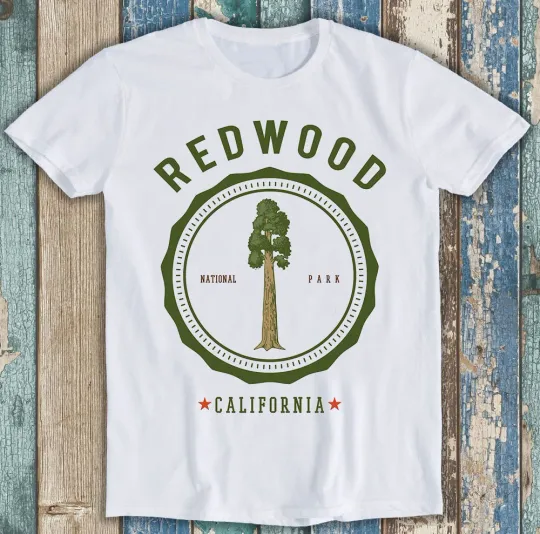 Discover Redwood National Park California Tree Giant Retro Funny Gift Tee T Shirt M2454