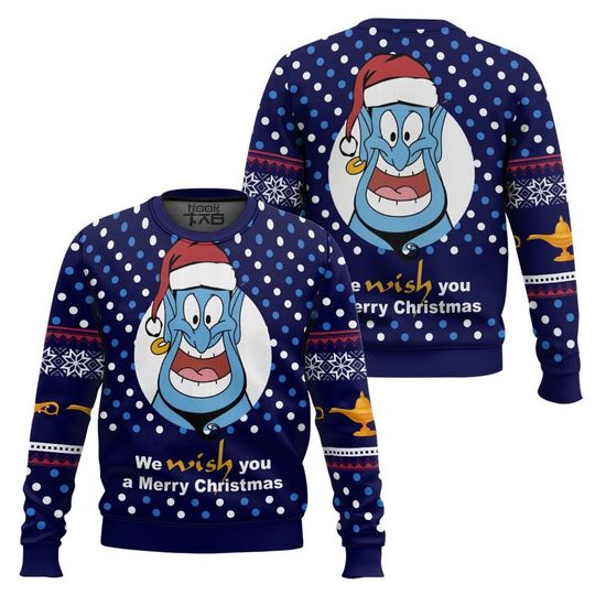 Disney Aladdin We Wish You A Merry Christmas Ugly Sweater, All Over Print 3D Ugly Sweater Gift For Her Mother, Family Trip, Xmas Party Gift