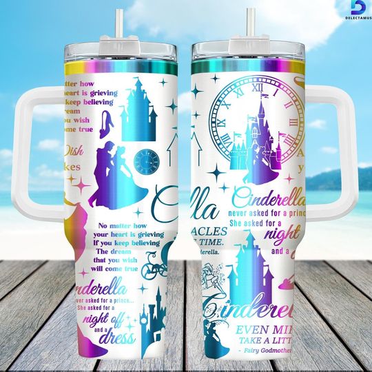Discover Cinde Princess Engraved Tumbler, Disney Princess Stainless Tumbler, Disneyland Trip Tumbler Cup, Meet Me At Midnight 40oz Tumbler