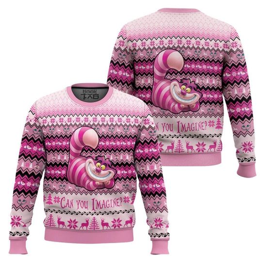 Christmas Cheshire Cat Alice In Wonderland Ugly Sweater, All Over Print 3D Ugly Sweater Gift For Her Mother, Family Trip Sweater, Xmas Party
