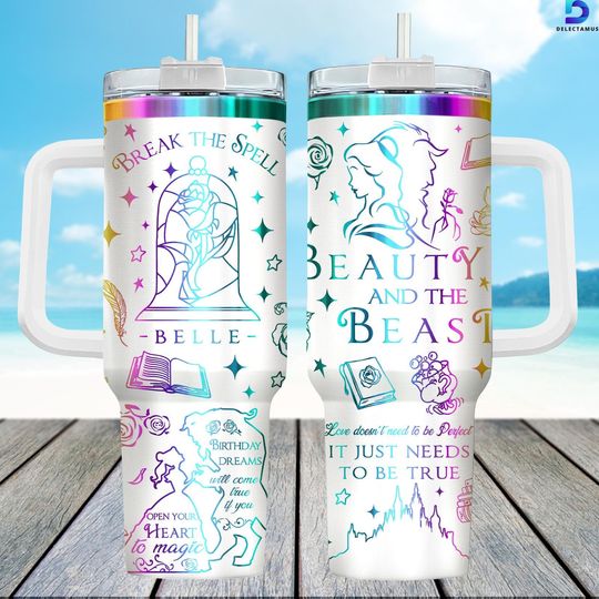 Discover Beauty And The Beast Engraved Tumbler, Belle Princess Stainless Tumbler, Disney Princess 40oz Tumbler, Disneyland Trip Tumbler
