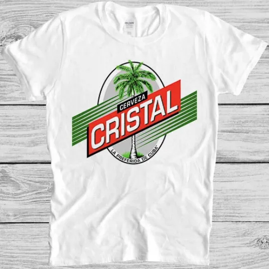 Discover Cerzeva T-Shirt 598 Cuba Cristal Beer Logo Casual Tee for Men