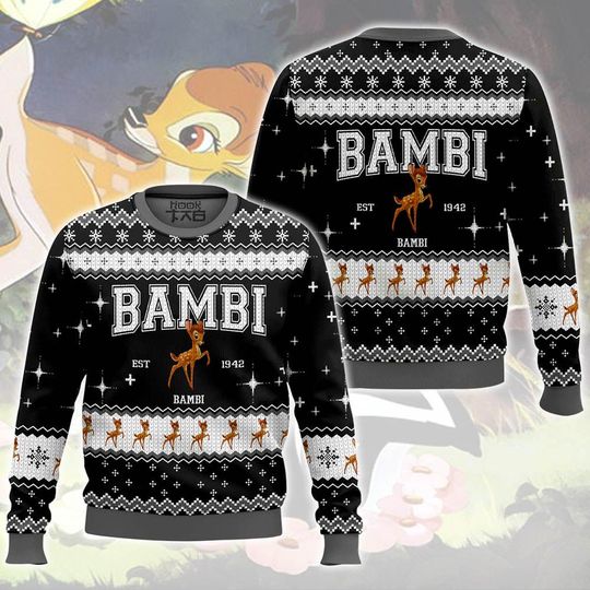 Discover Christmas Disney Bambi Ugly Sweater, All Over Print 3D Ugly Sweater Gift For Her Mother, Family Trip Sweater, Xmas Party Gif For Him Kid