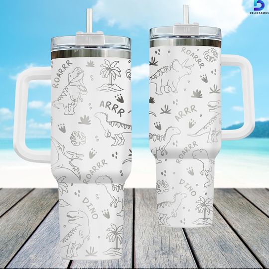 Discover Funny Dinosaur Engraved Tumbler, Dinosaur Lover 40oz Tumbler, Paleontology Stainless Tumbler, T Rex Skeleton Tumbler For Fan