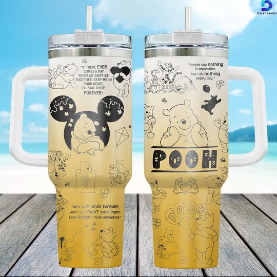 Disney Pooh Engraved Tumbler, Winnie The Pooh 40oz Tumbler, Pooh Fan Cup, Pooh Bear Stainless Tumbler, Disneyland Trip Steel Tumbler