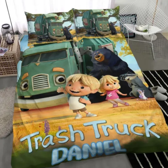 Discover Personalized Trash Truck Bedding Set , Size Twin (172*218cm)