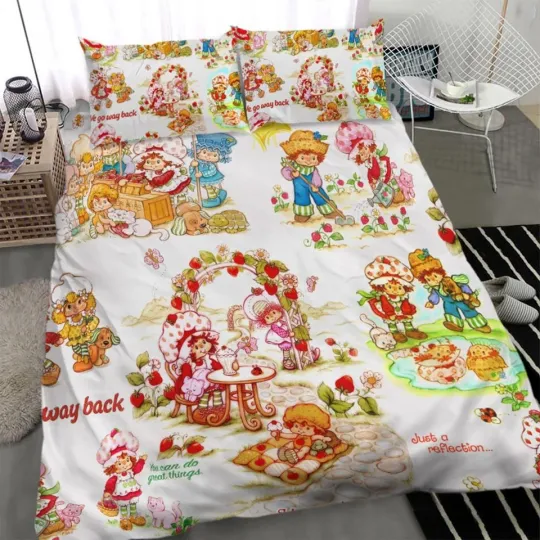 Strawberry Shortcake Bedding Set Quilt Blanket Kids Bedroom Decor Cartoon Outfit