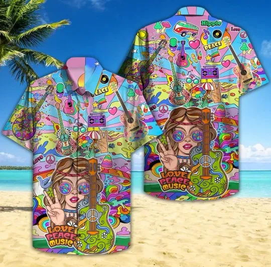 Discover Hippie Guitar Hawaiian Shirt | For Men & Women
