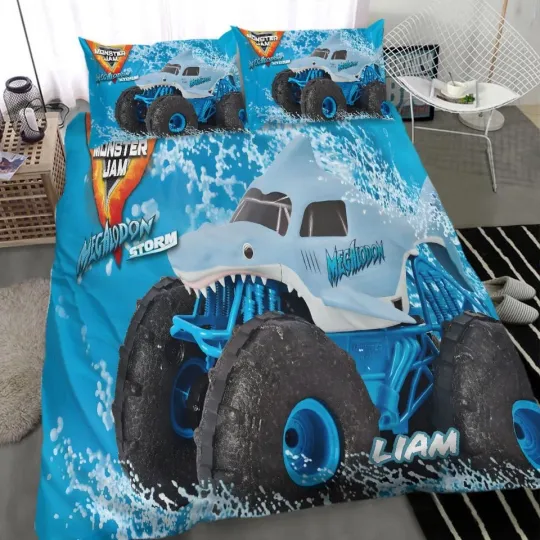 Discover Megalodon Monster Truck Custom Bedding Set , Size Twin (172*218cm)