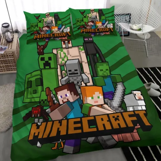 Discover Minecraft Game Fans Birthday Bedding Sets , Size Twin (172*218cm)